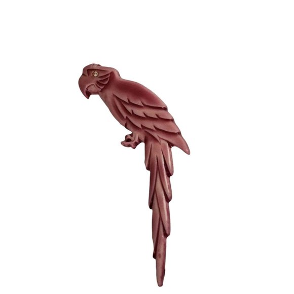 Vintage Buch Deichmann Copenhagen Denmark Big Parrot Bird Brooch Pin Large Purpl - Picture 2 of 9